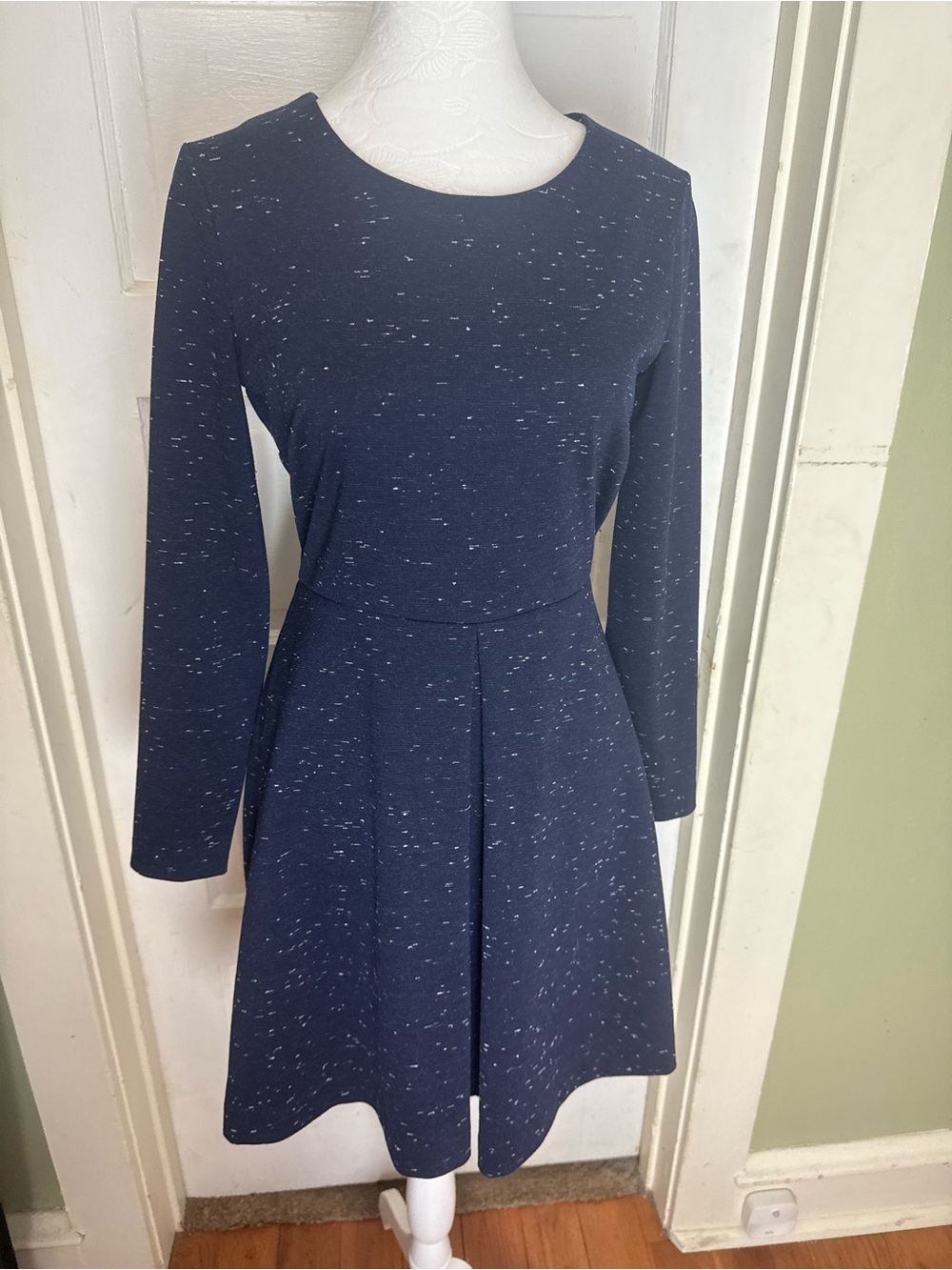 Madewell ‘Gia’ Marled Navy Long Sleeve Ponte Knit Dress NWOT - Picture 2 of 10